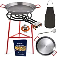 Makumba Kit Paellero 60 cm Gas butano- paelleras de 70 cm + 42 cm- regulador de Gas + Manguera- Juego de 3 Patas…